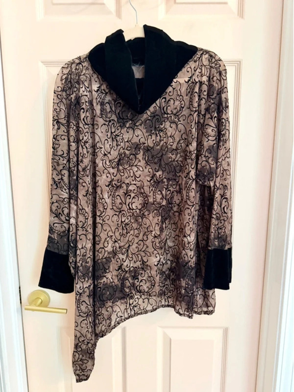Sheer velvet asymmetrical top